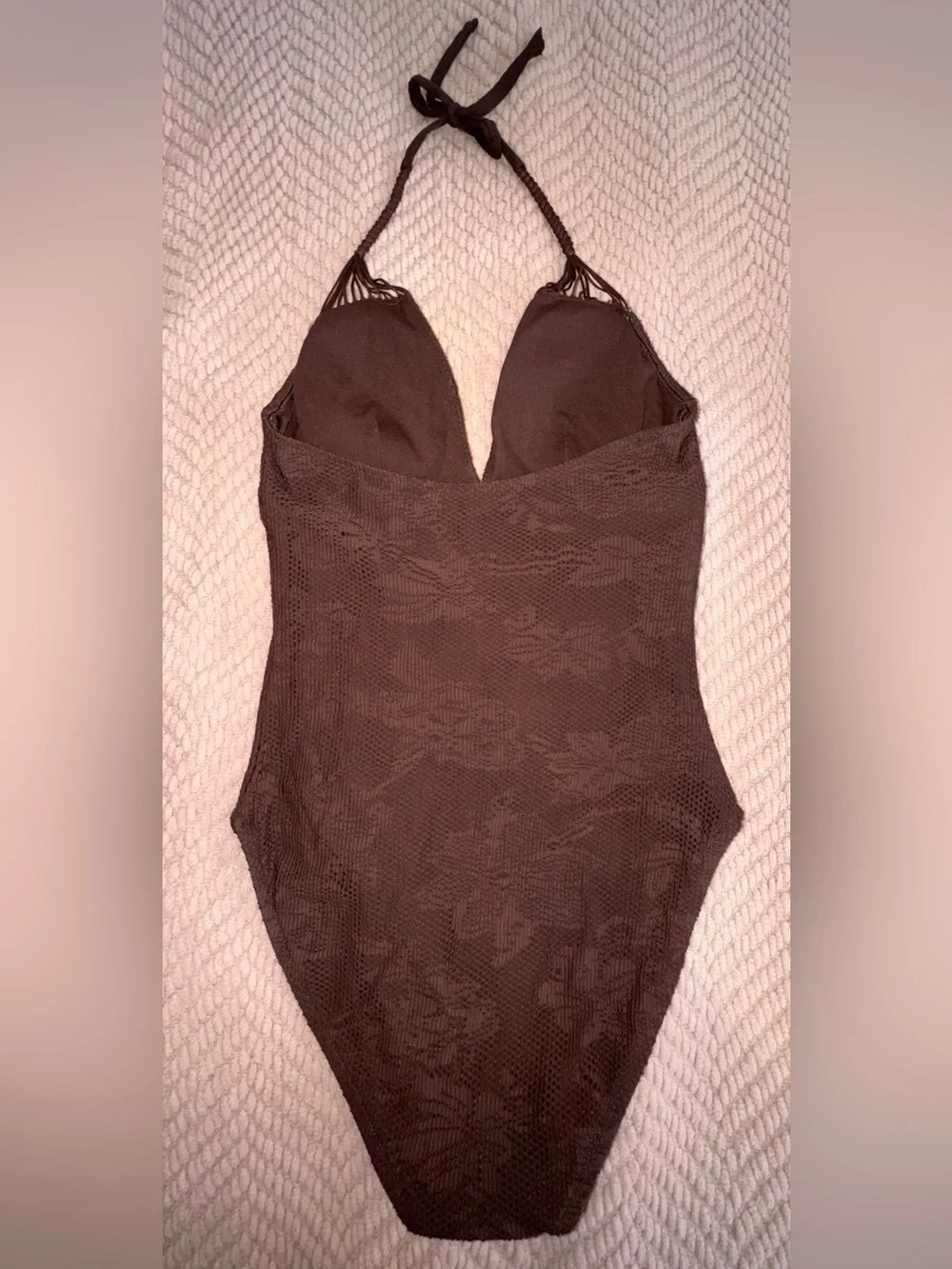 LA BLANCA by Rod Beattic Brown Halter One Piece Swimsuit Size 10